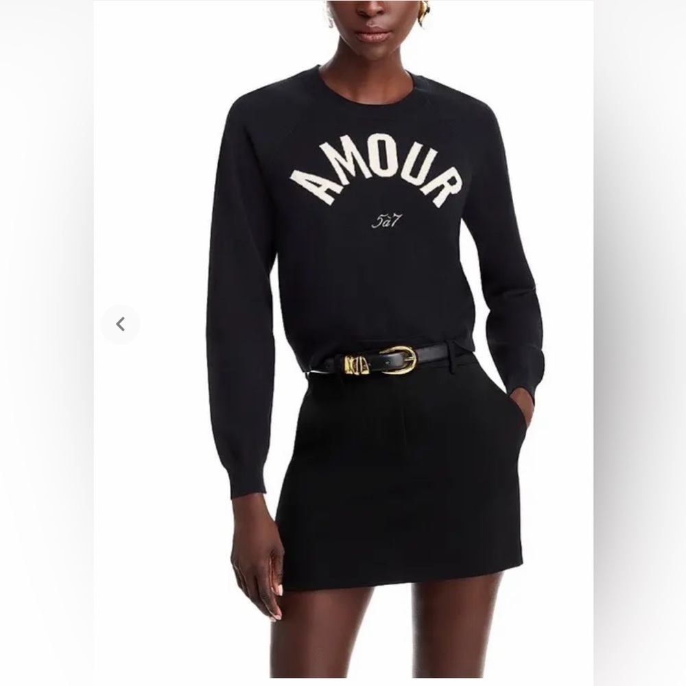 CINQ À SEPT Amour Raglan Sleeve Sweater - Black/Plaster - NWT size S